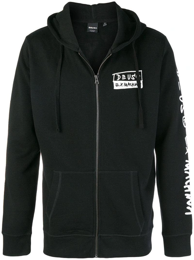 Shop Deus Ex Machina Logo Zip Hoodie - Black