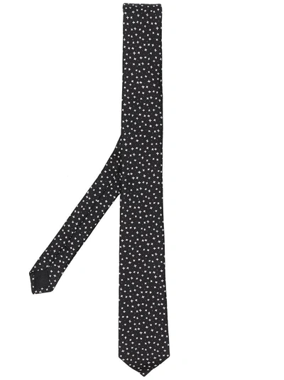 Shop Saint Laurent Star Jacquard Tie - Black