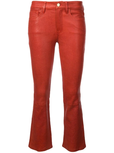 Shop Frame Cropped Coated Jeans - Red