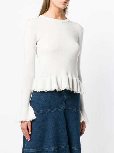 Shop See By Chloé Flounced Knit Top In Neutrals