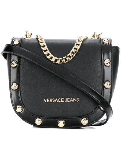 Shop Versace Jeans Studded Satchel Bag - Black