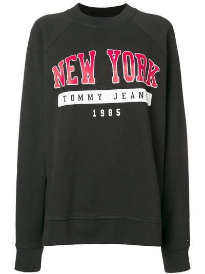 Shop Tommy Jeans New York Logo Sweatshirt - Black