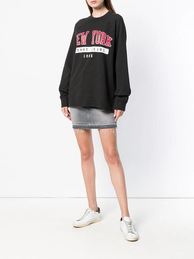 Shop Tommy Jeans New York Logo Sweatshirt - Black