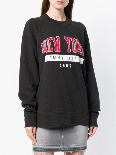 Shop Tommy Jeans New York Logo Sweatshirt - Black