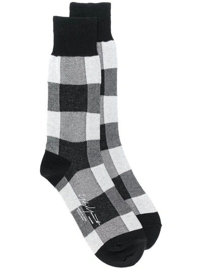 Shop Yohji Yamamoto Checked Socks - Black