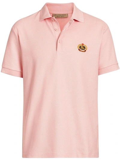 Shop Burberry Archive Logo Cotton Piqué Polo Shirt - Pink
