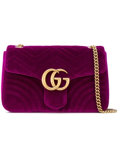 Shop Gucci Gg Marmont Shoulder Bag - Pink & Purple