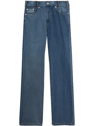 Shop Burberry Straight Fit Two-tone Jeans - Blue