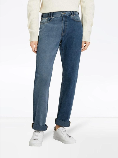 Shop Burberry Straight Fit Two-tone Jeans - Blue