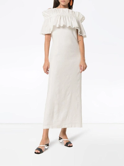 Shop Rejina Pyo White Off Shoulder Ruffle Maxi Dress 