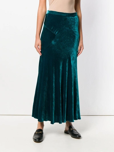 Shop Etro Long Pleated Skirt - Green