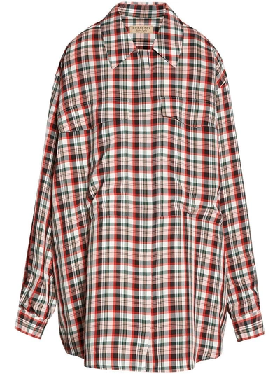 Shop Burberry Small Scale Check Oversized Shirt - Red