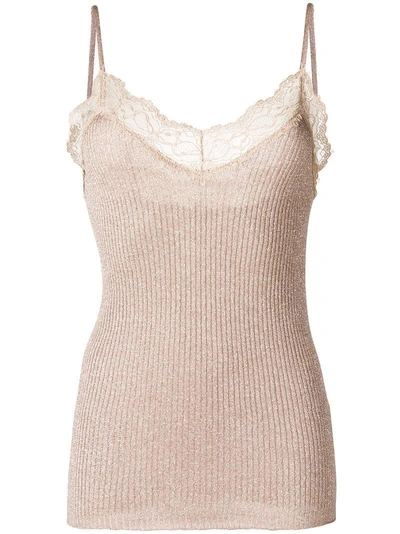 Shop Liu •jo Liu Jo Lace Detailed Slip Top - Neutrals In Nude & Neutrals