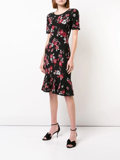 Shop Milly Floral Print Midi Dress - Black