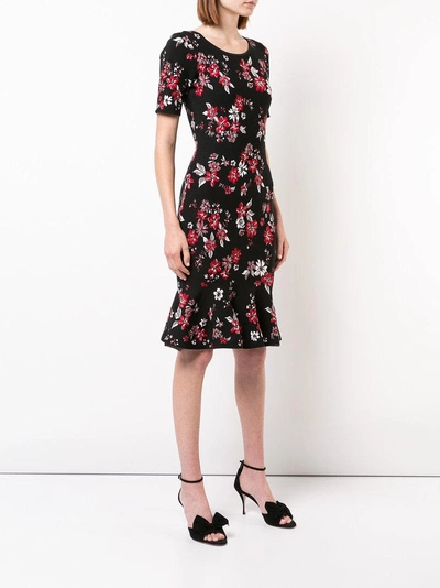 Shop Milly Floral Print Midi Dress - Black