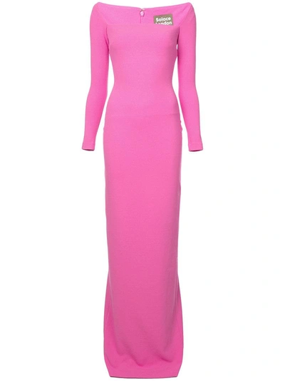 Shop Solace London Square Neck Gown In Pink & Purple