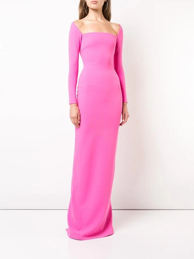 Shop Solace London Square Neck Gown In Pink & Purple