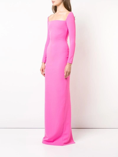 Shop Solace London Square Neck Gown In Pink & Purple