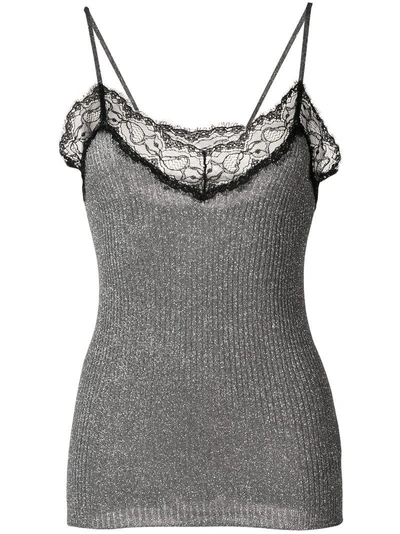 Shop Liu •jo Liu Jo Lace Detailed Slip Top - Grey