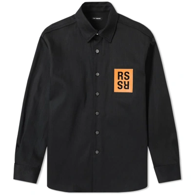 Shop Raf Simons Patch Denim Shirt In Black