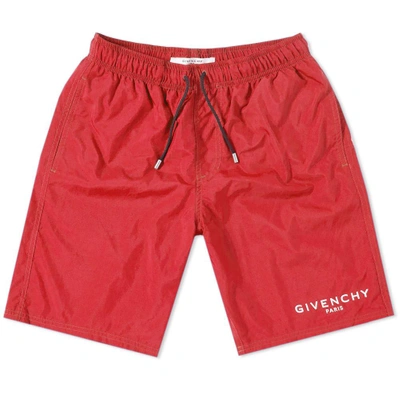 Shop Givenchy Logo Swim Short In Red