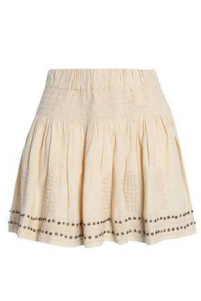 Shop Isabel Marant Étoile Woman Embellished Embroidered Cotton-blend Gauze Mini Skirt Ecru