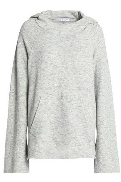 Shop Splendid Woman Marled French Cotton-blend Terry Hoodie Light Gray