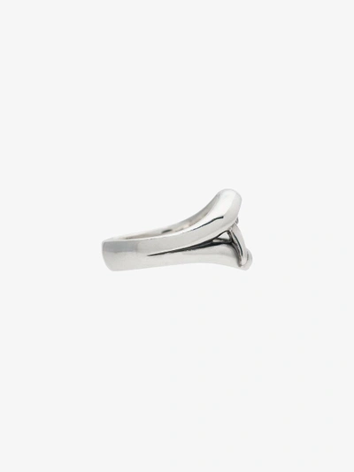 Shop Yohji Yamamoto Silver Vampire Engraved Ring In Metallic