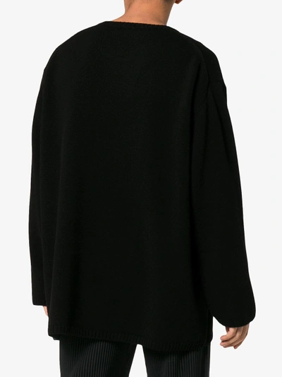 Shop Yohji Yamamoto Black Intarsia Hannya Wool Sweater