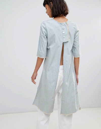 Shop Waven Dita Open Back Asymmetric Hem Dress - Blue