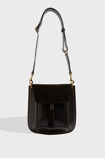 Shop Isabel Marant Sykan Studded Leather And Suede Shoulder Bag, Os In Black