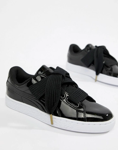 Shop Puma Basket Heart Patent Sneaker In Black