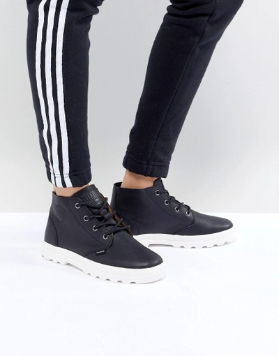 Shop Palladium Pampa Free Black Leather Flat Ankle Boots - Black