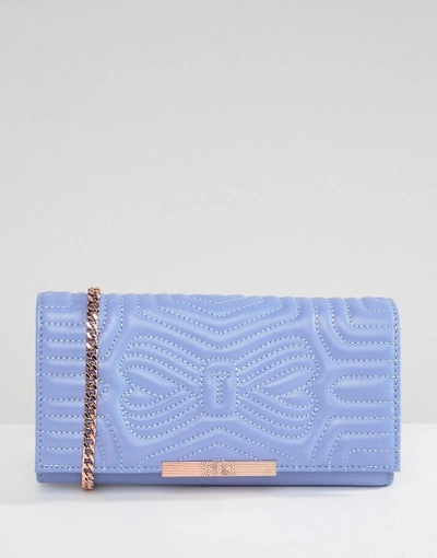Shop Ted Baker Quilted Bow Matinee Purse In Leather - Blue