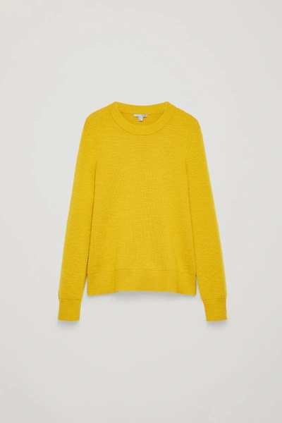 Shop Cos Ribbed Merino-wool Jumper In Yellow