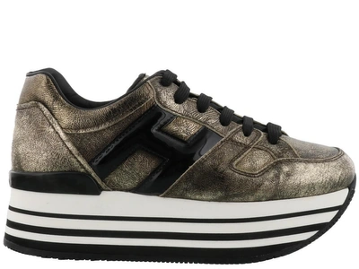 Shop Hogan Maxi H222 Sneakers In Black Gold
