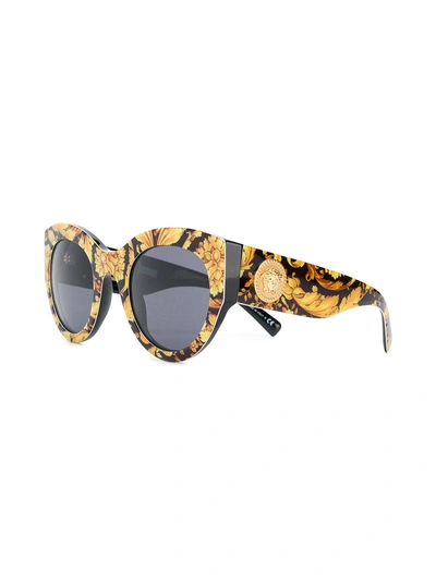 Shop Versace Eyewear Baroque Print Sunglasses - Black