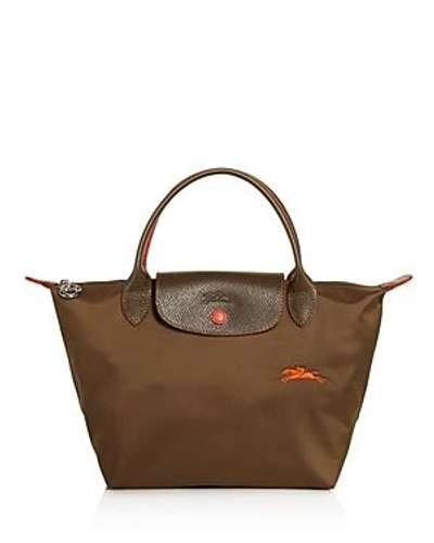 Shop Longchamp Le Pliage Club Small Nylon Tote In Khaki Green/nickel