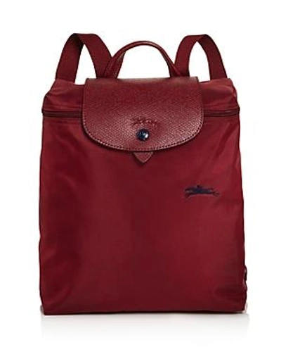 Shop Longchamp Le Pliage Club Nylon Backpack In Garnet Red/nickel