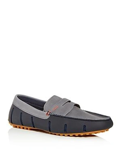 Shop Swims Men's Lux Nubuck Leather & Rubber Penny Loafer Drivers In Navy