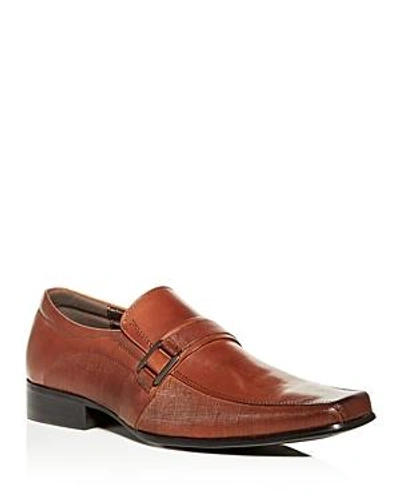 Shop Kenneth Cole Men's Magic-ly Leather Square Toe Loafers In Cognac
