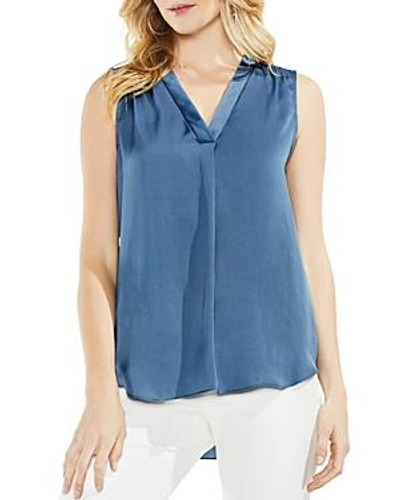 Shop Vince Camuto Textured V-neck Top In China Blue