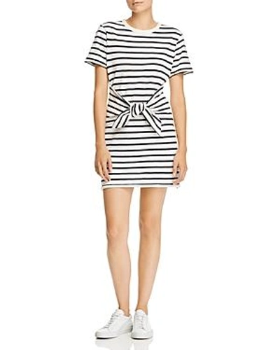 Shop Rag & Bone /jean Halsey Tie-front Striped T-shirt Dress In White/navy