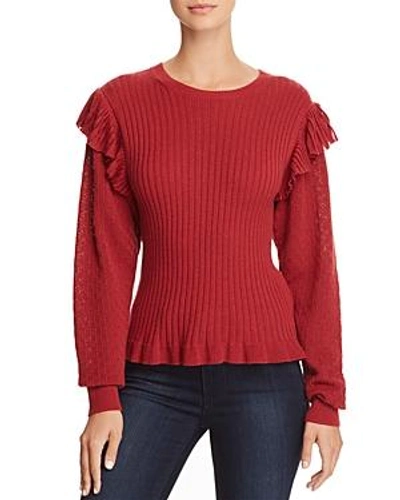Shop Rebecca Taylor La Vie  Cozy Mixed-stitch Sweater In Carmine