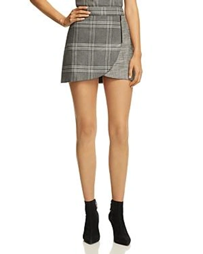 Shop Alice And Olivia Alice + Olivia Lennon Zip Detail Plaid Mini Skirt In Gray/black