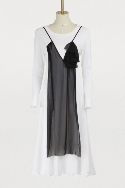 Shop Aalto Jersey Dress With Tulle Panel In White