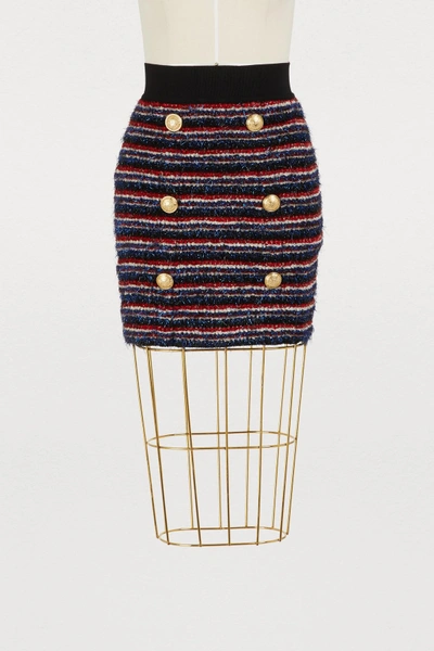 Shop Balmain Lurex Mini Skirt In Bleu/rouge/noir/blanc C5516