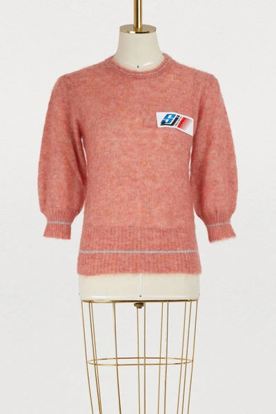 Shop Stella Jean Maglia Girocollo Mohair Sweater In Pink/white Mel.