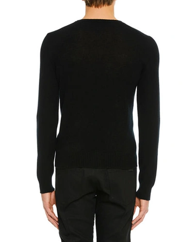 Shop Prada Men's 12gg Cashmere Crewneck Sweater In Black