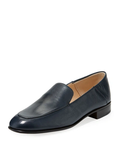 Shop Gravati Flat Leather Smoking Loafer In Blue